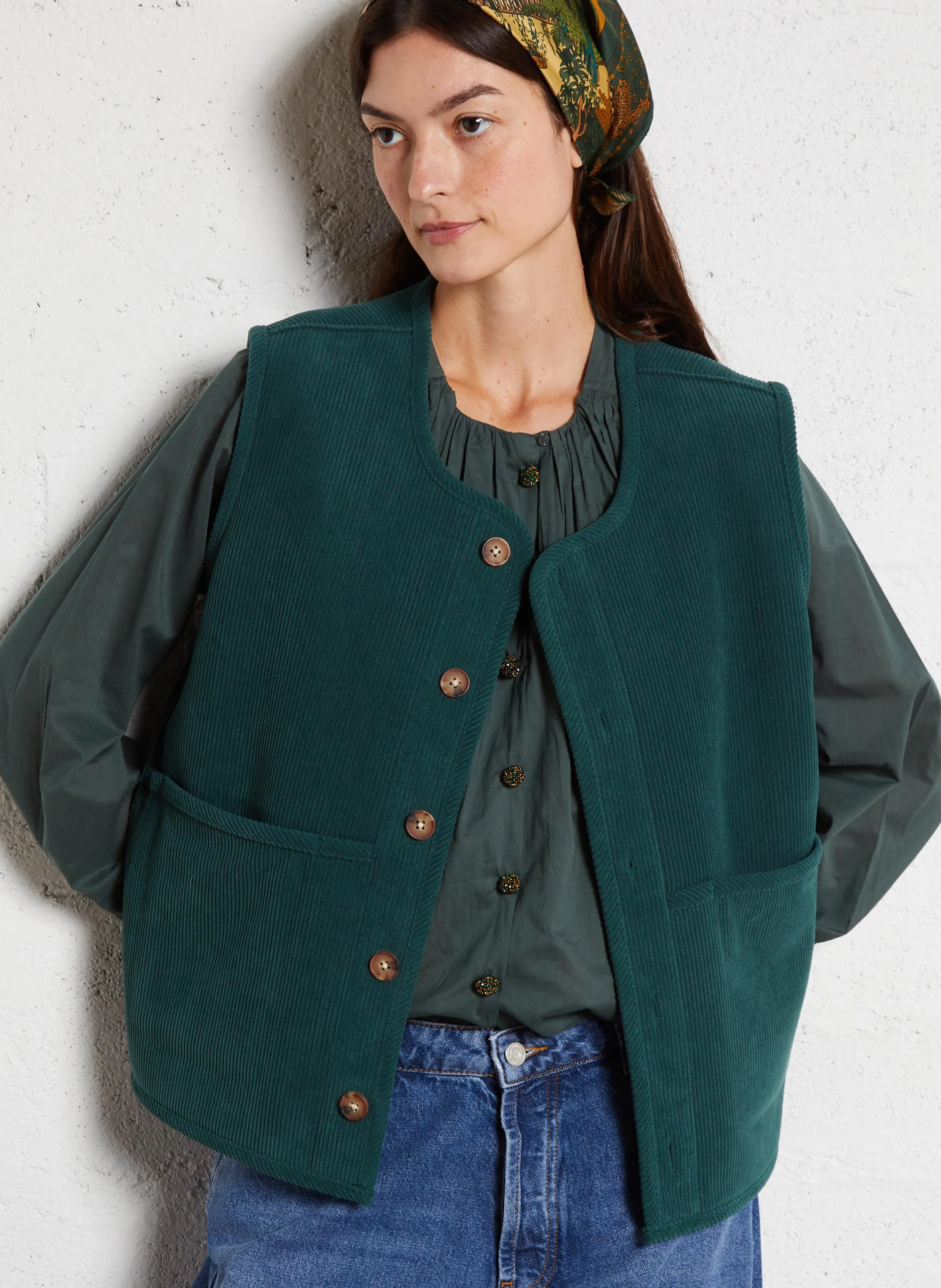 BARNEY - Chaqueta de cuello redondo reversible de sherpa. en verde