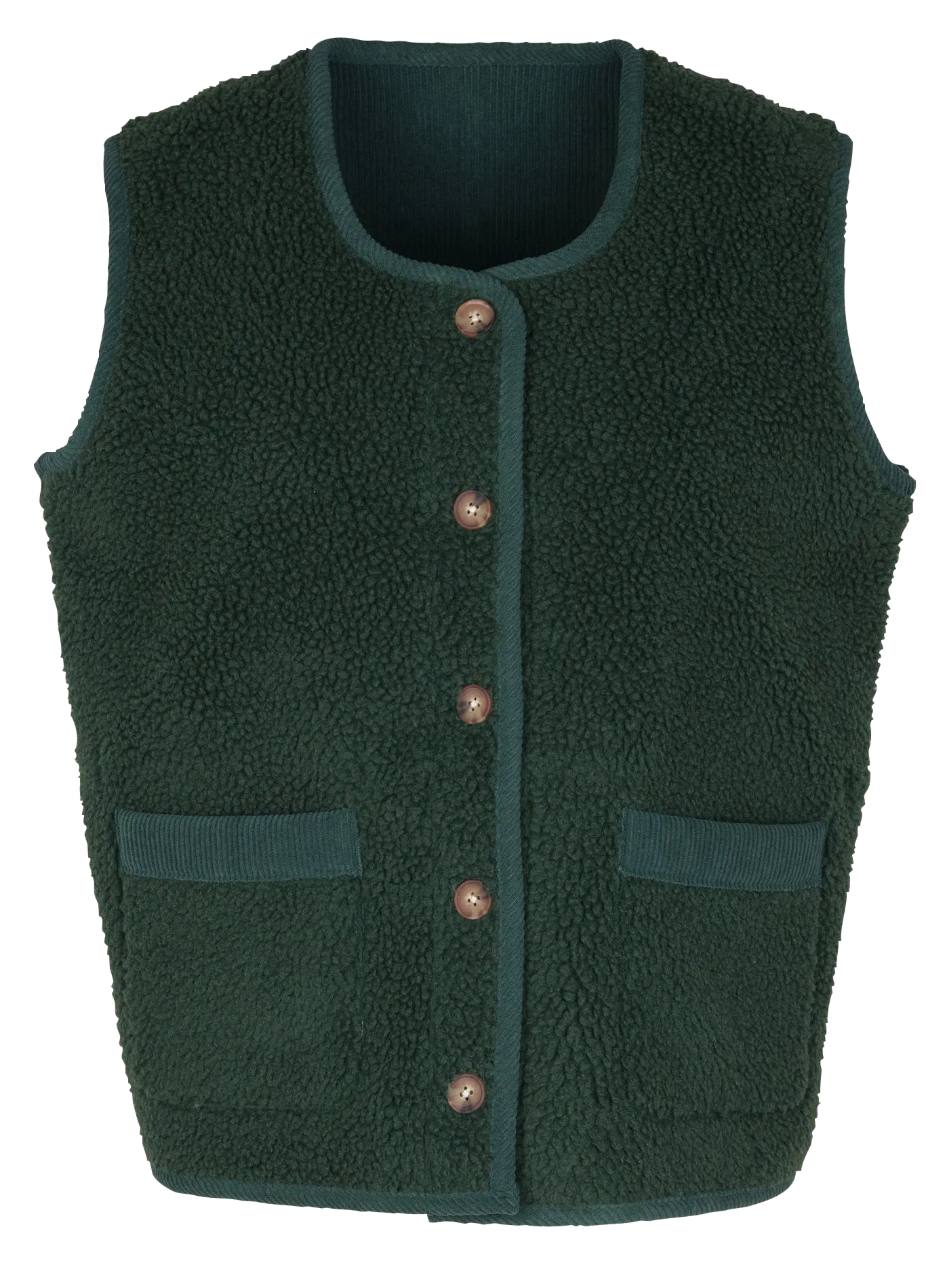 BARNEY - Chaqueta de cuello redondo reversible de sherpa. en verde