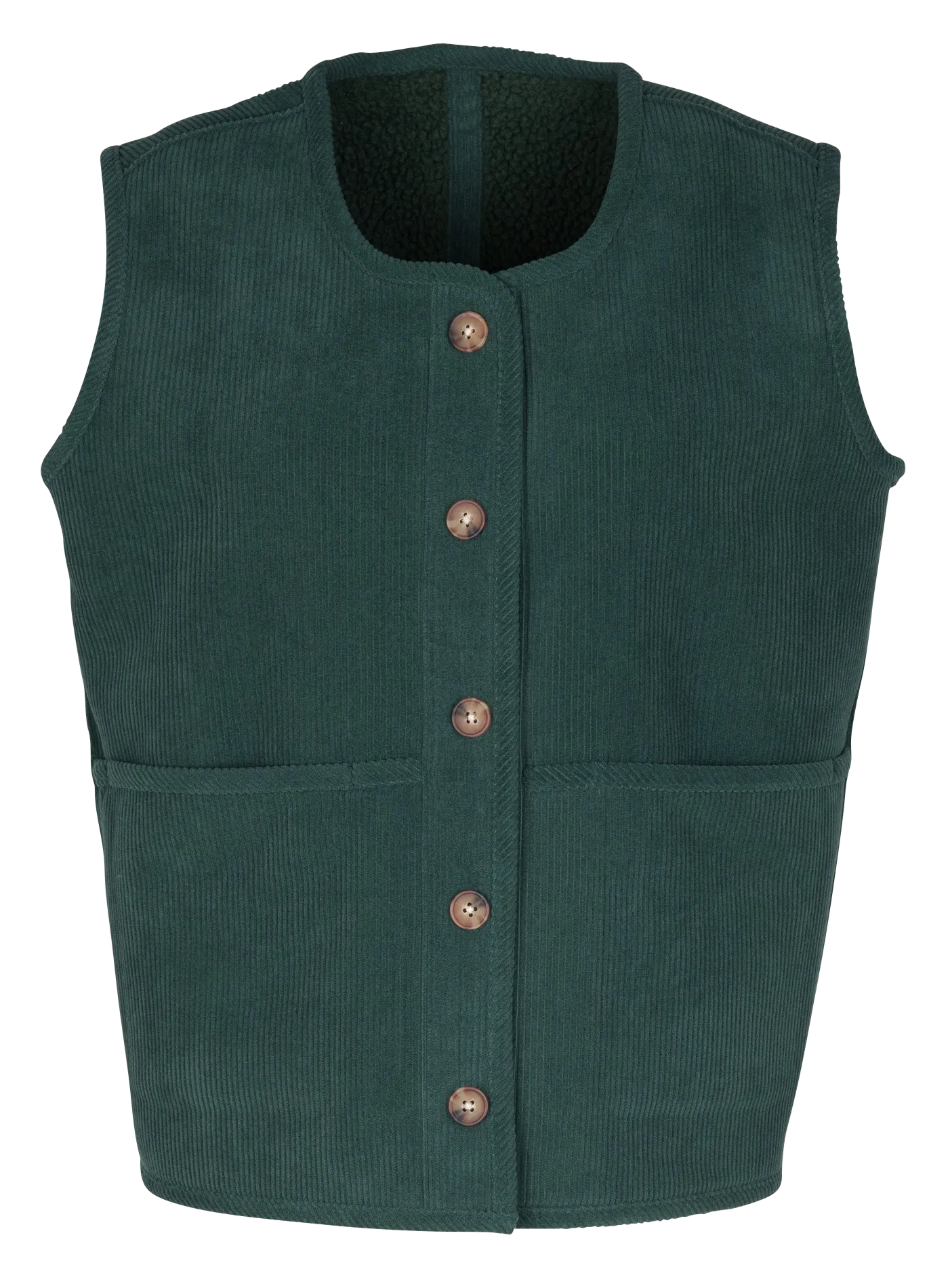 BARNEY - Chaqueta de cuello redondo reversible de sherpa. en verde