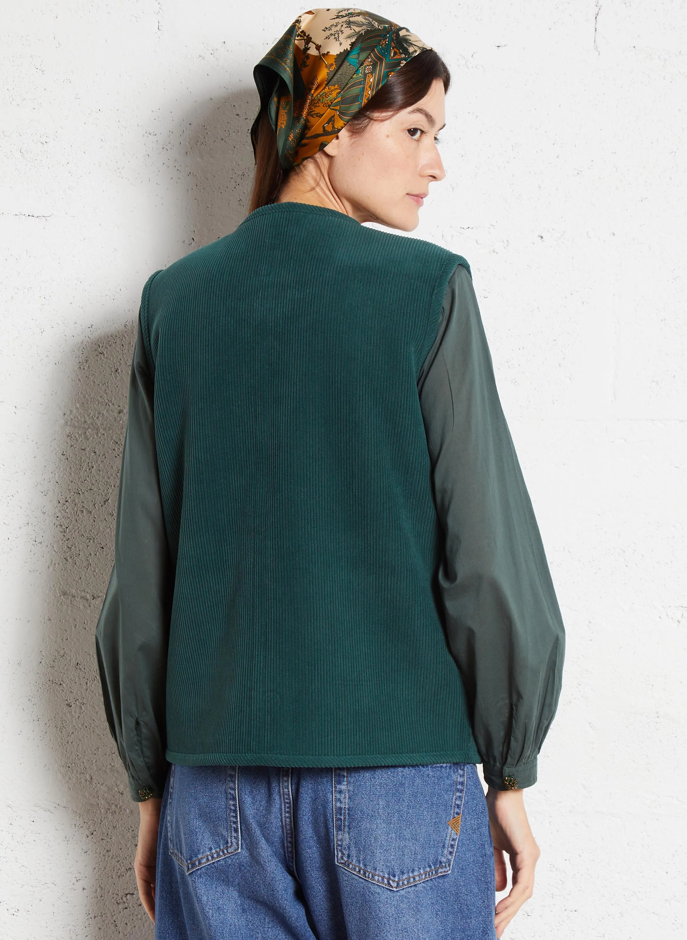 BARNEY - Chaqueta de cuello redondo reversible de sherpa. en verde