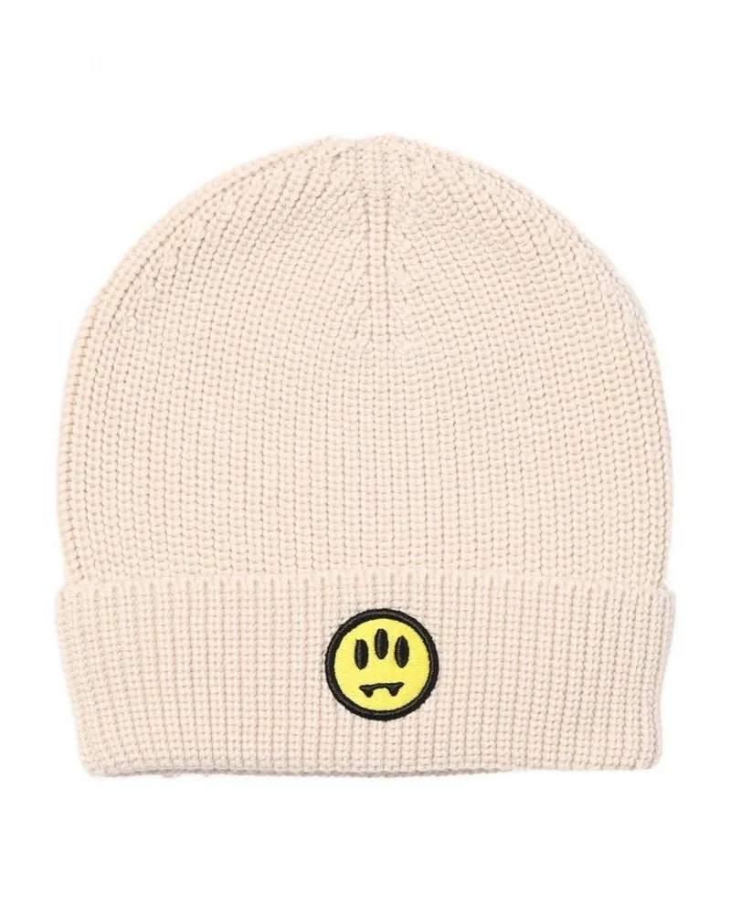 BARROW - Gorro de Lana de Canalé con Parche de Carita Sonriente Bordado