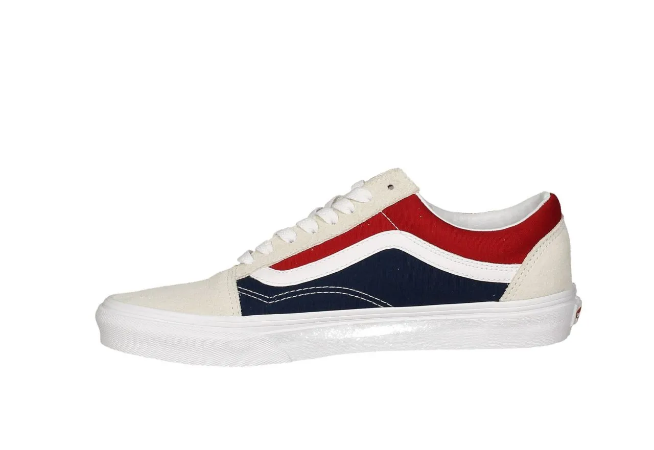 Blucher Punta Nobuck Crudo Tira Blanca Lados Lona Rojo/azul