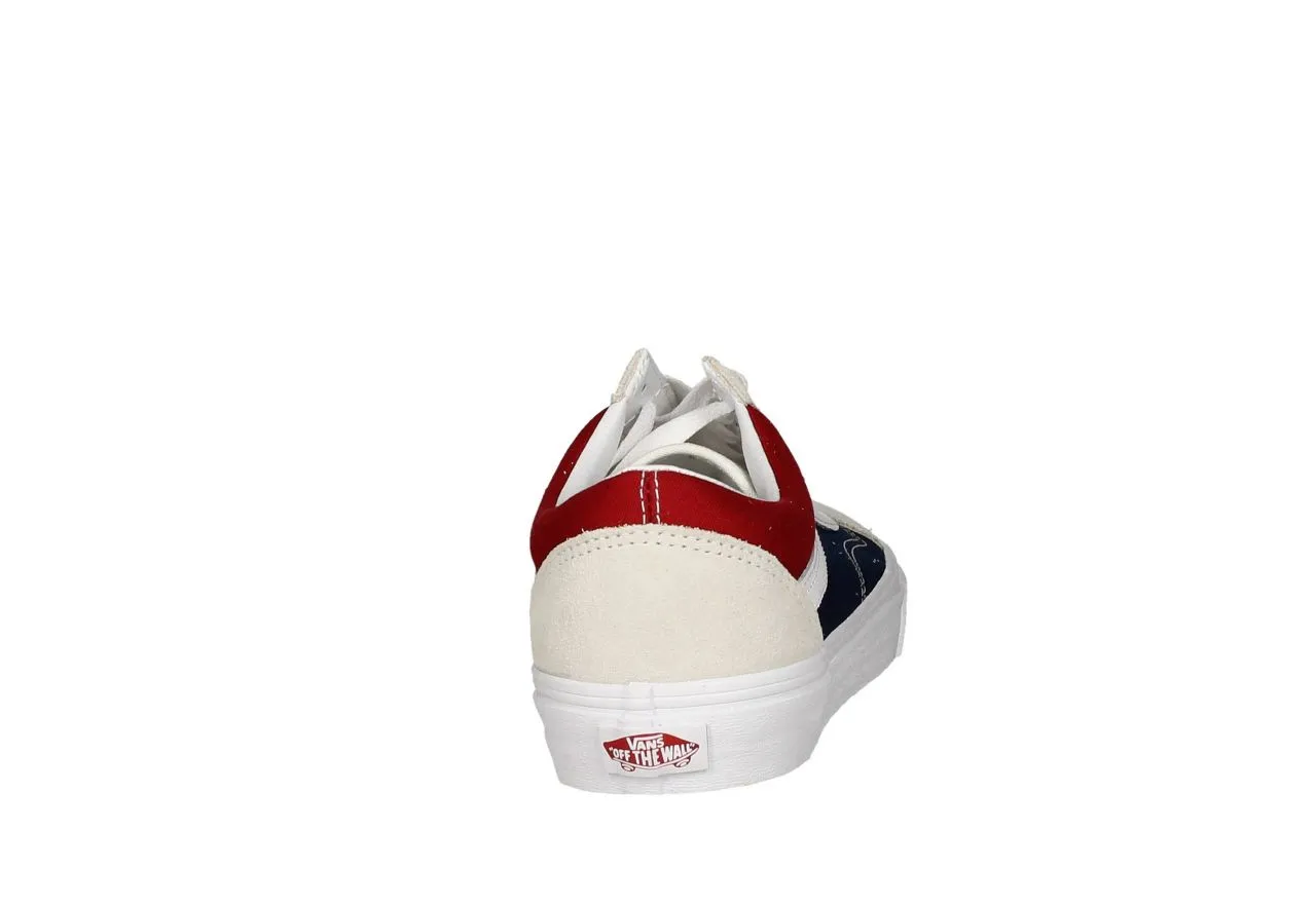 Blucher Punta Nobuck Crudo Tira Blanca Lados Lona Rojo/azul