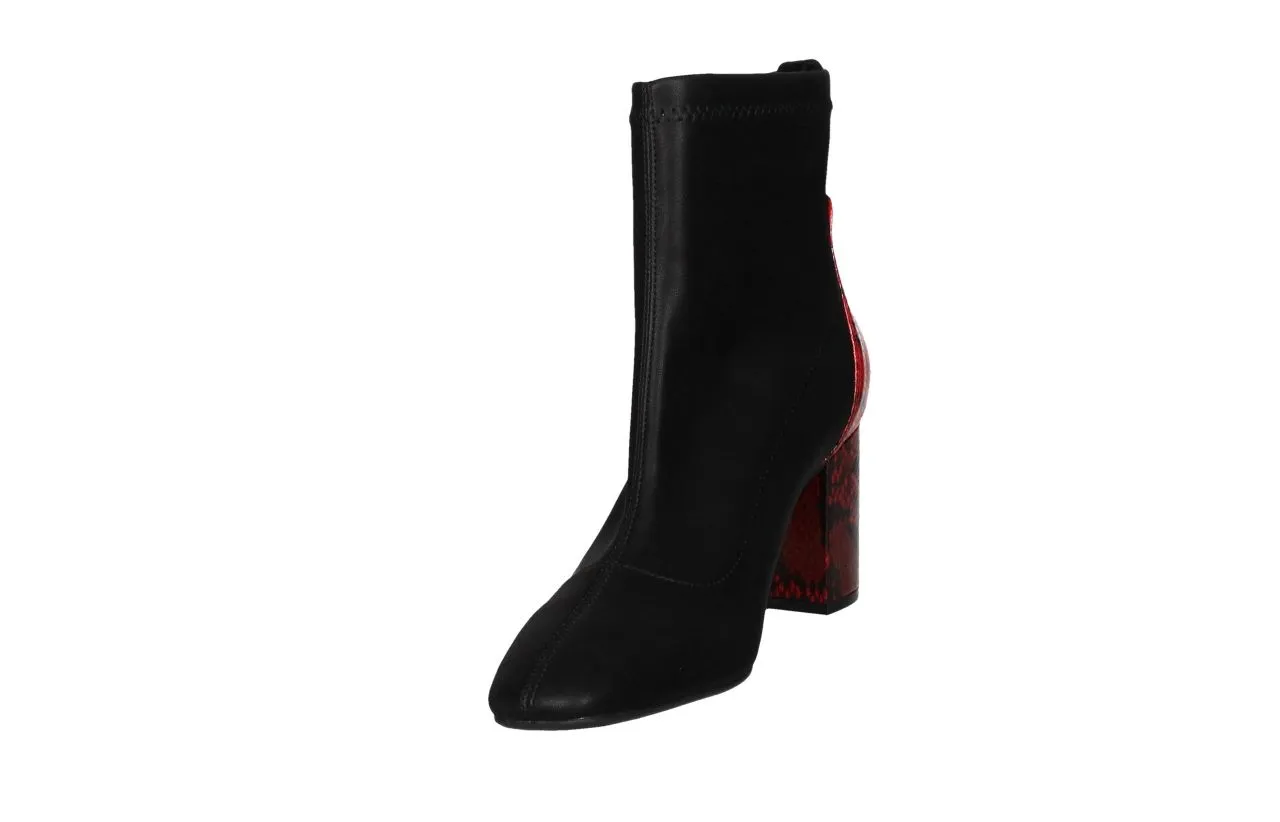 Botin Vinilo Negro Tacon y Talon Serpi Rojo/negro