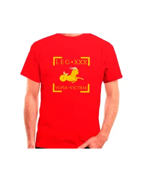 Camiseta Legión Romana XXX Ulpia Victrix en rojo, manga corta