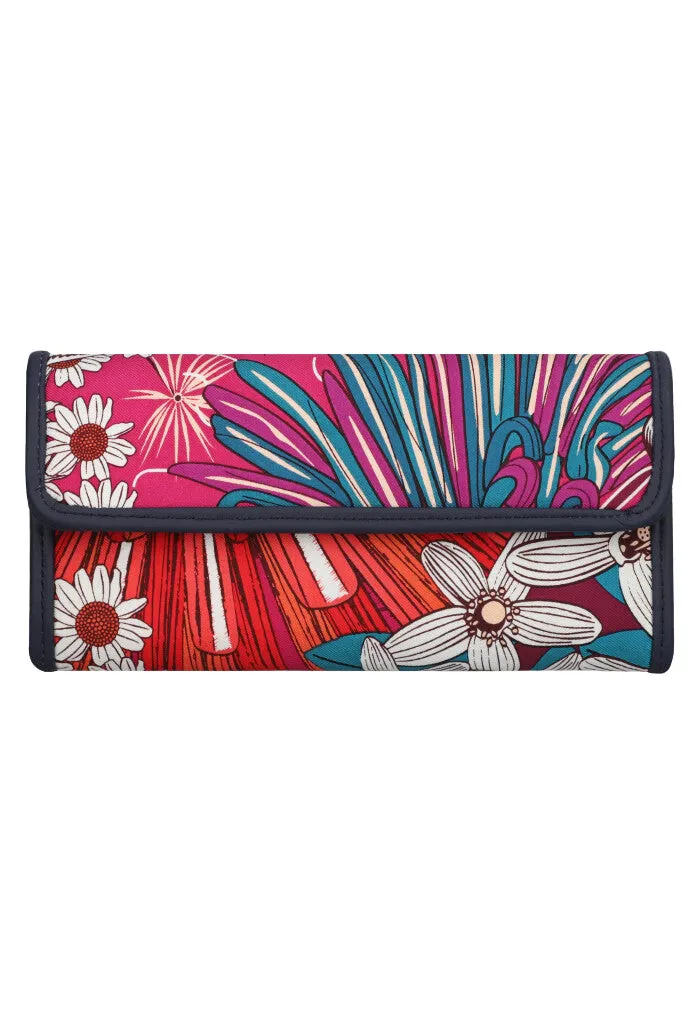 Cartera Bolsillo Herbolaria Flores Azul Acero