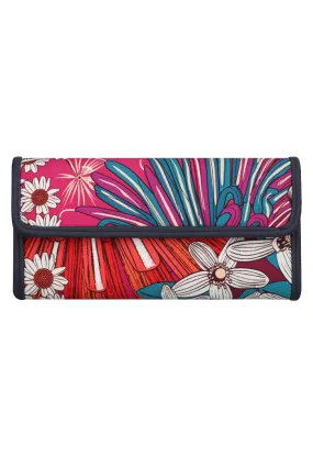 Cartera Bolsillo Herbolaria Flores Azul Acero