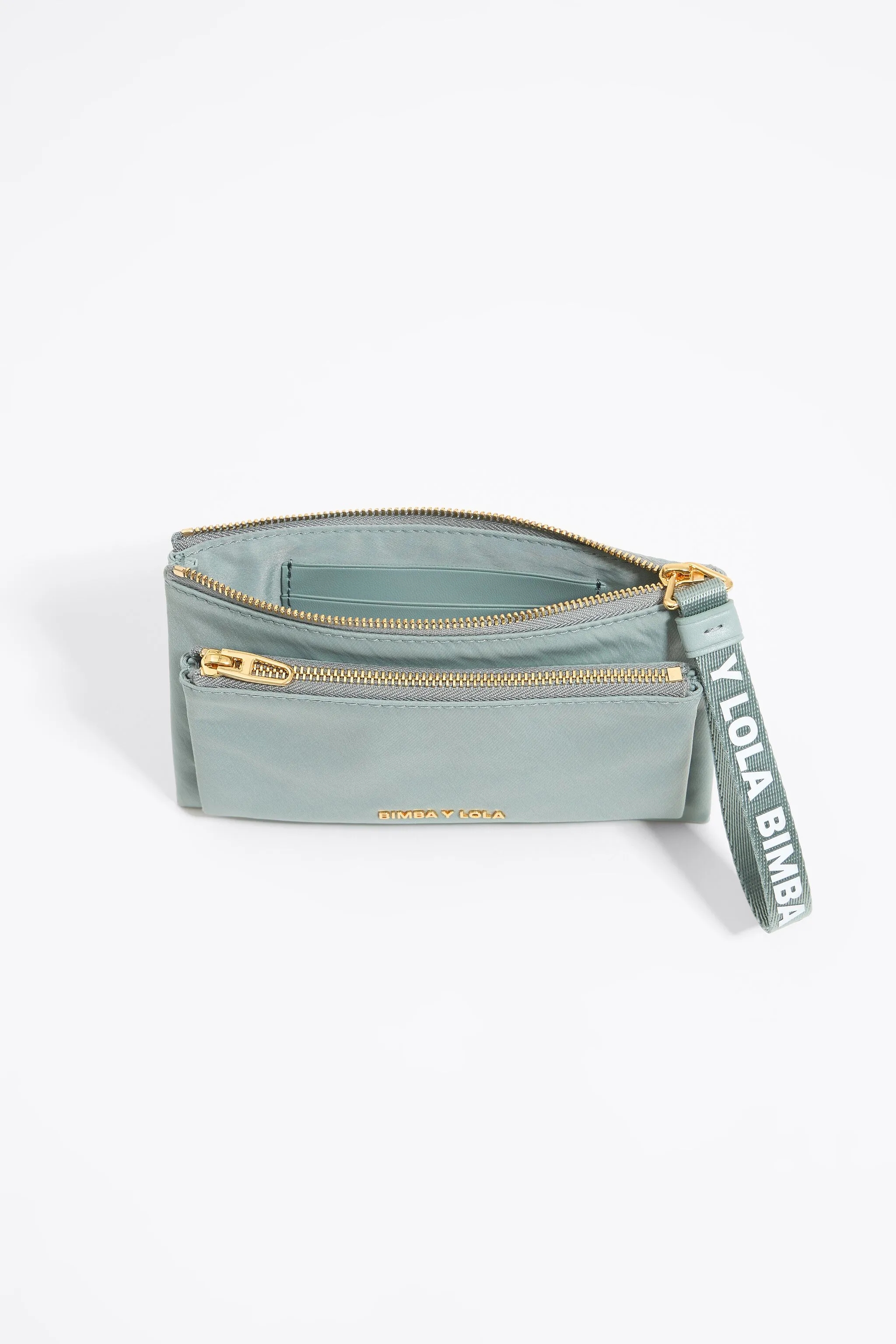 Cartera doble nylon verde agua