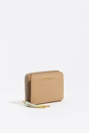 Cartera solapa nylon camel claro