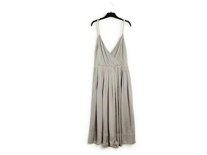 Chloé Phoebe Philo 2005 Vestido joya de seda gris FR34 