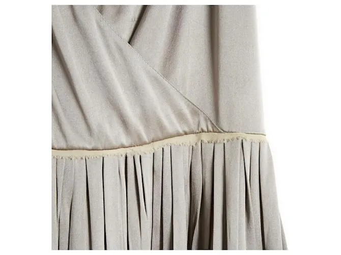 Chloé Phoebe Philo 2005 Vestido joya de seda gris FR34 