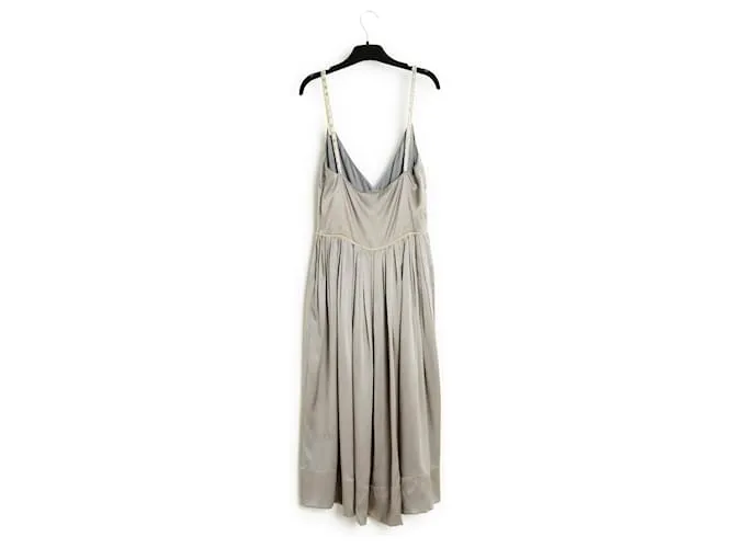 Chloé Phoebe Philo 2005 Vestido joya de seda gris FR34 