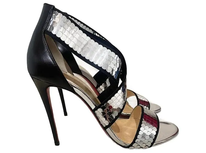 CHRISTIAN LOUBOUTIN Sandalias T.UE 39 cuero Plata 