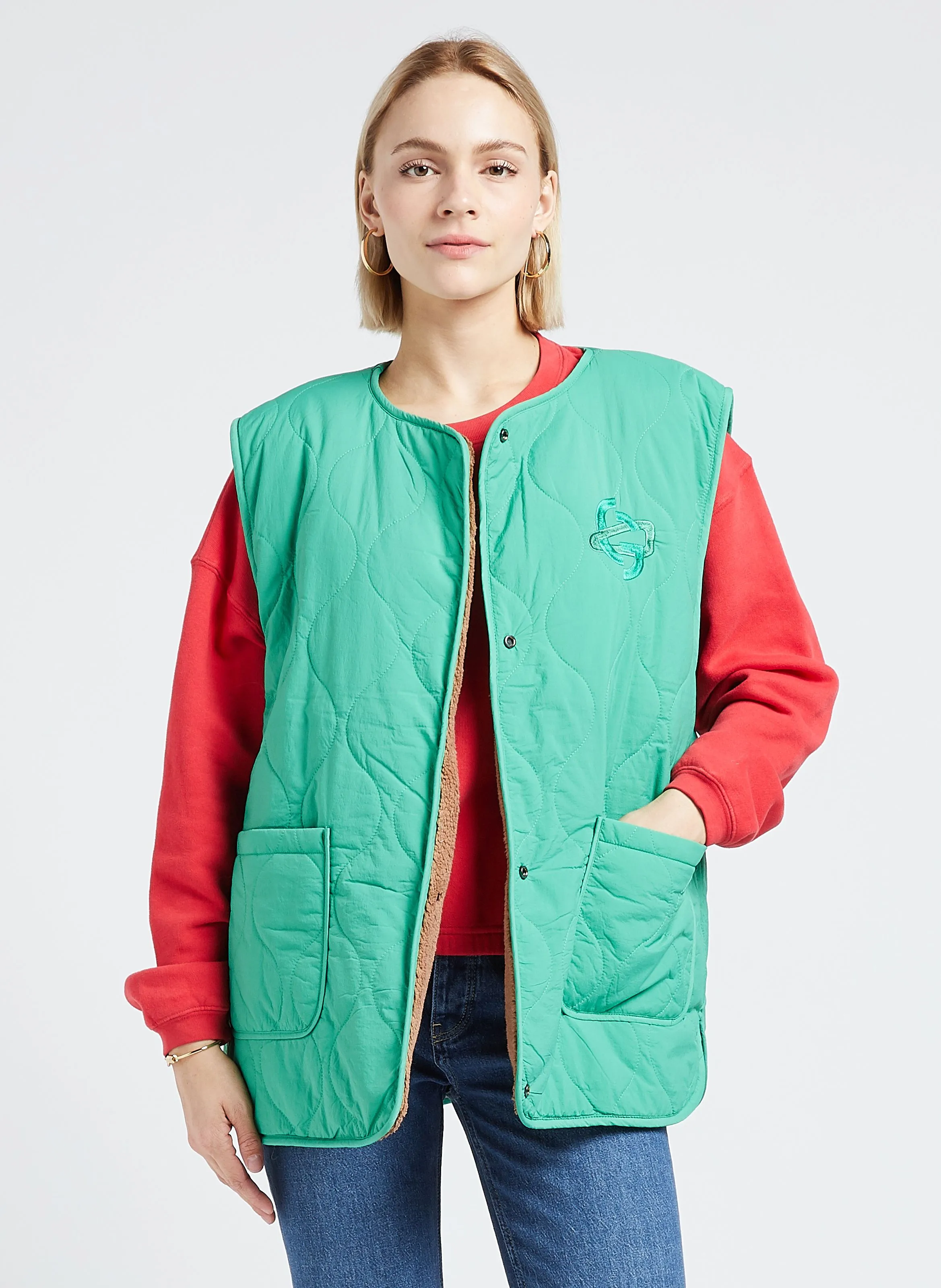 DESIREE - Chaqueta reversible sin mangas en verde