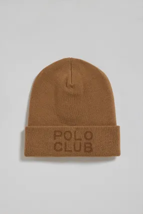 Gorro de lana Verth color camel con logotipo jacquard Polo Club