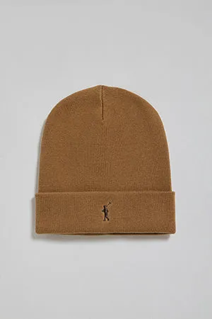 Gorro de lana Vinny color camel con logo bordado Rigby Go