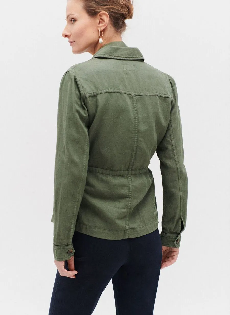 GRACEB - Chaqueta sahariana de algodón con cuello clásico en verde