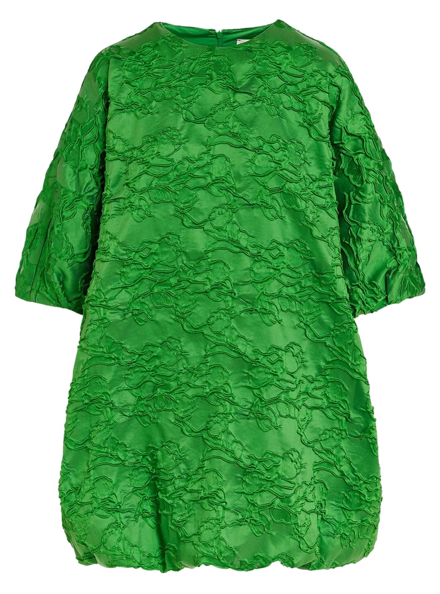 GRATEFUL - Mini vestido abullonado de jacquard en verde