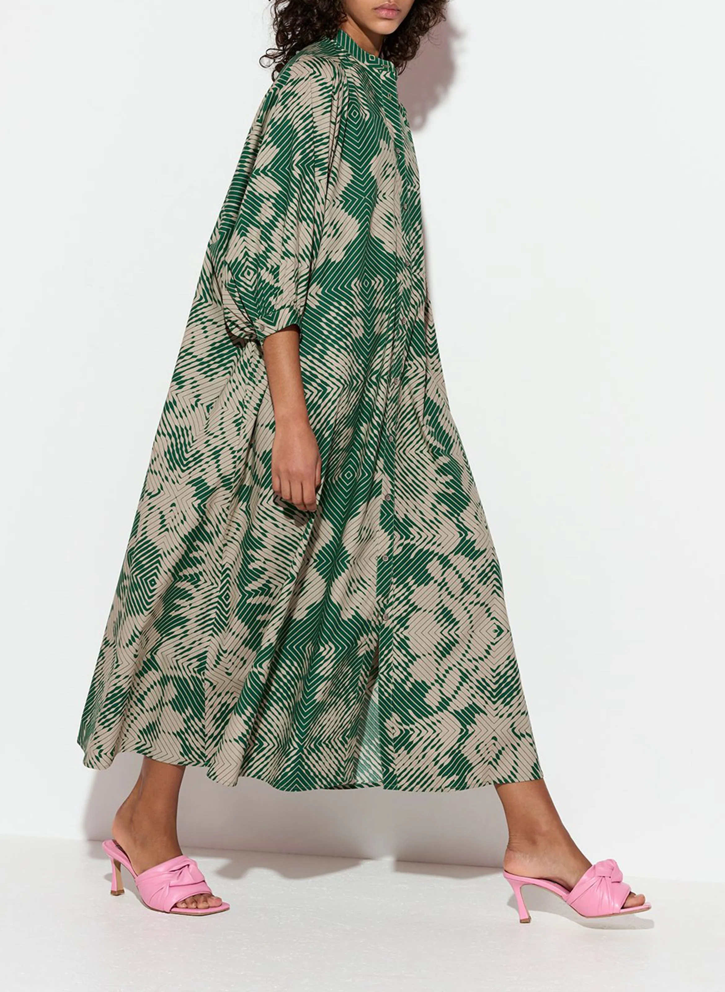 GUMBRELLO - Vestido maxi estampado de algodón en verde