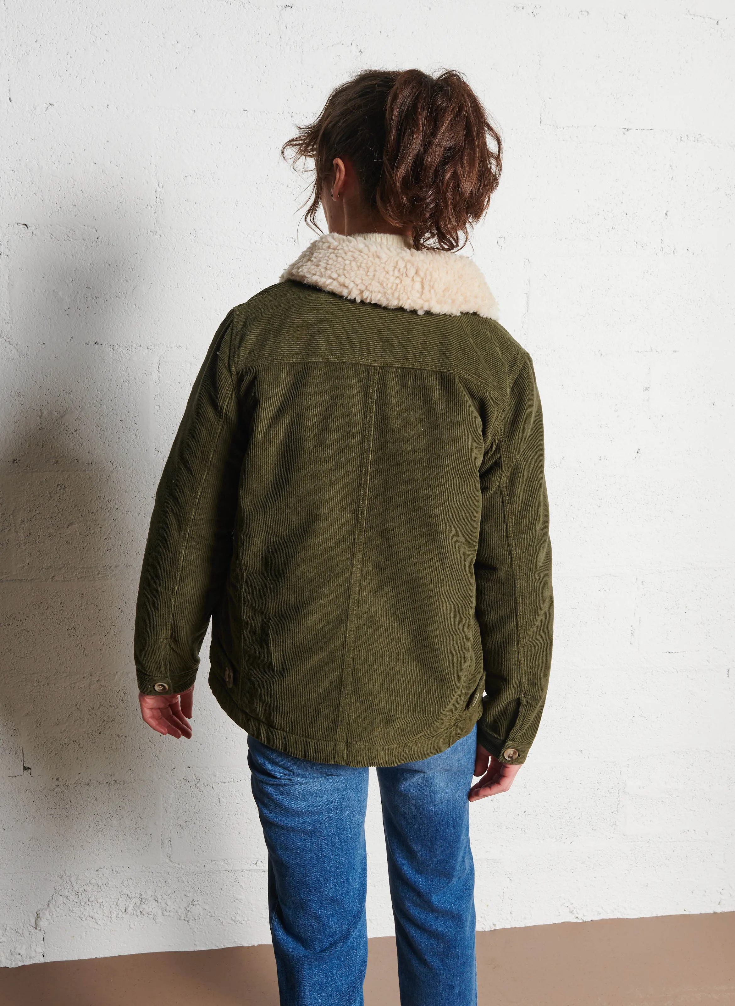 HERITAGE - Chaqueta de algodón con cuello desmontable en verde