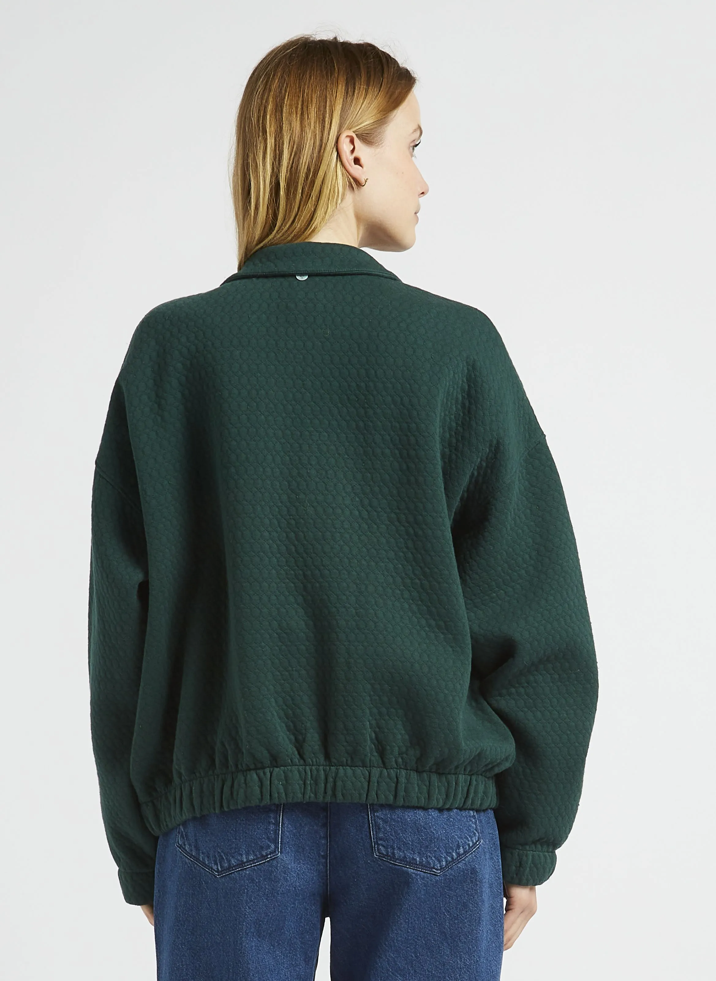 MANITAS - Chaqueta oversize con cuello alto de algodón mezclado en verde