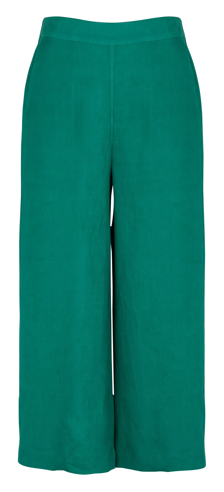 PANDI - Pantalón ancho de lino de talle alto en verde