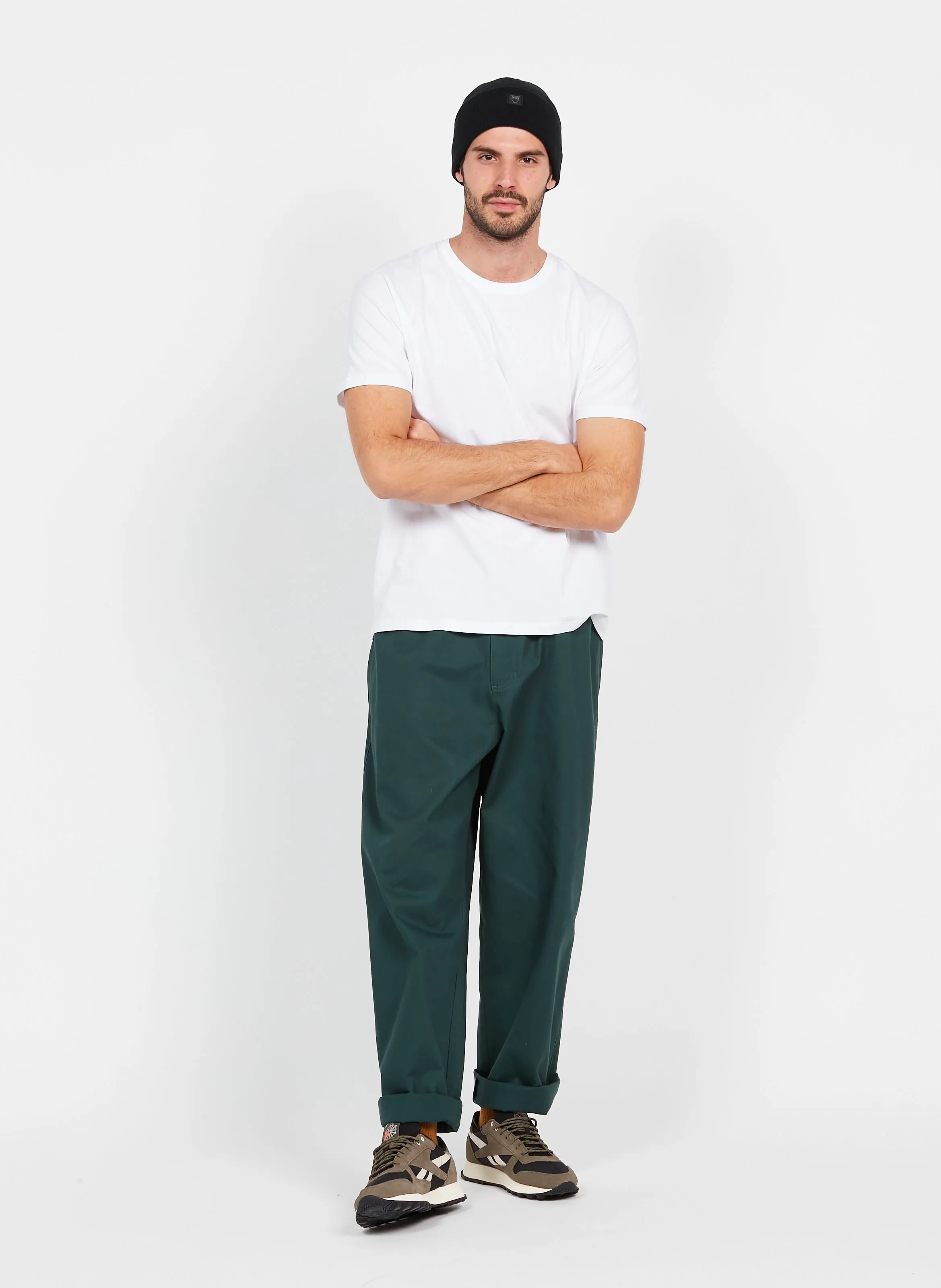 Pantalón recto de algodón en verde