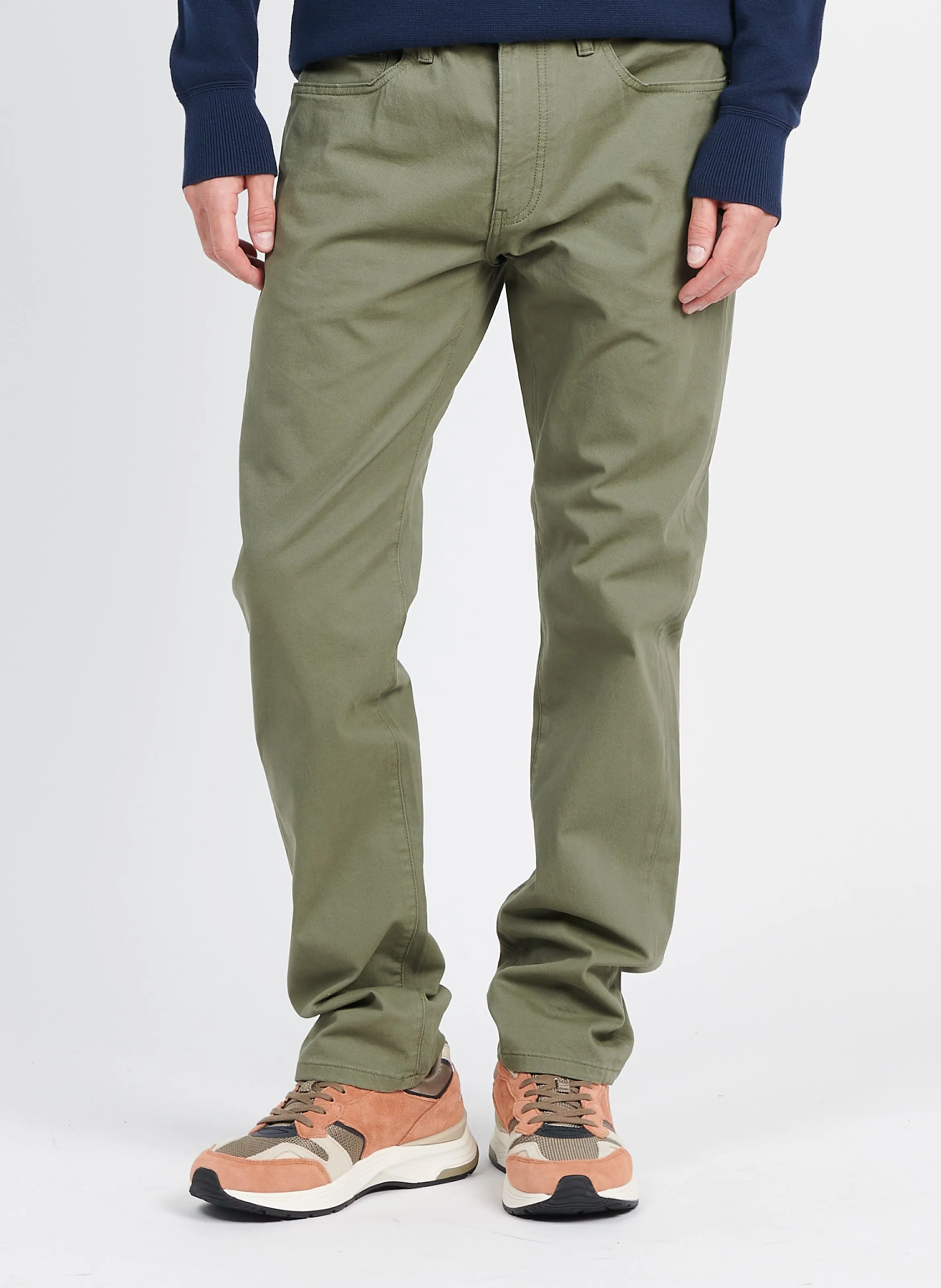 Pantalón slim de algodón en verde