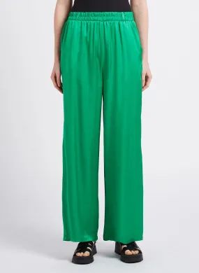 PAROCKY - Pantalón ancho satinado en verde