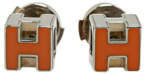 Pendientes Cube de Hermès Plata Naranja 