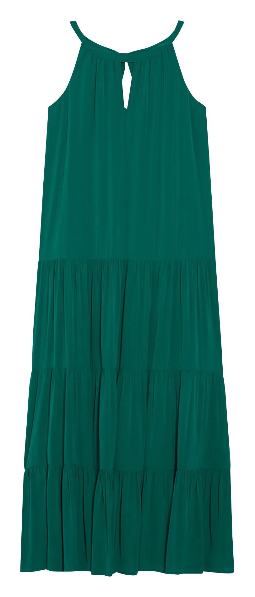 RANISSA - Vestido largo con cuello redondo en verde