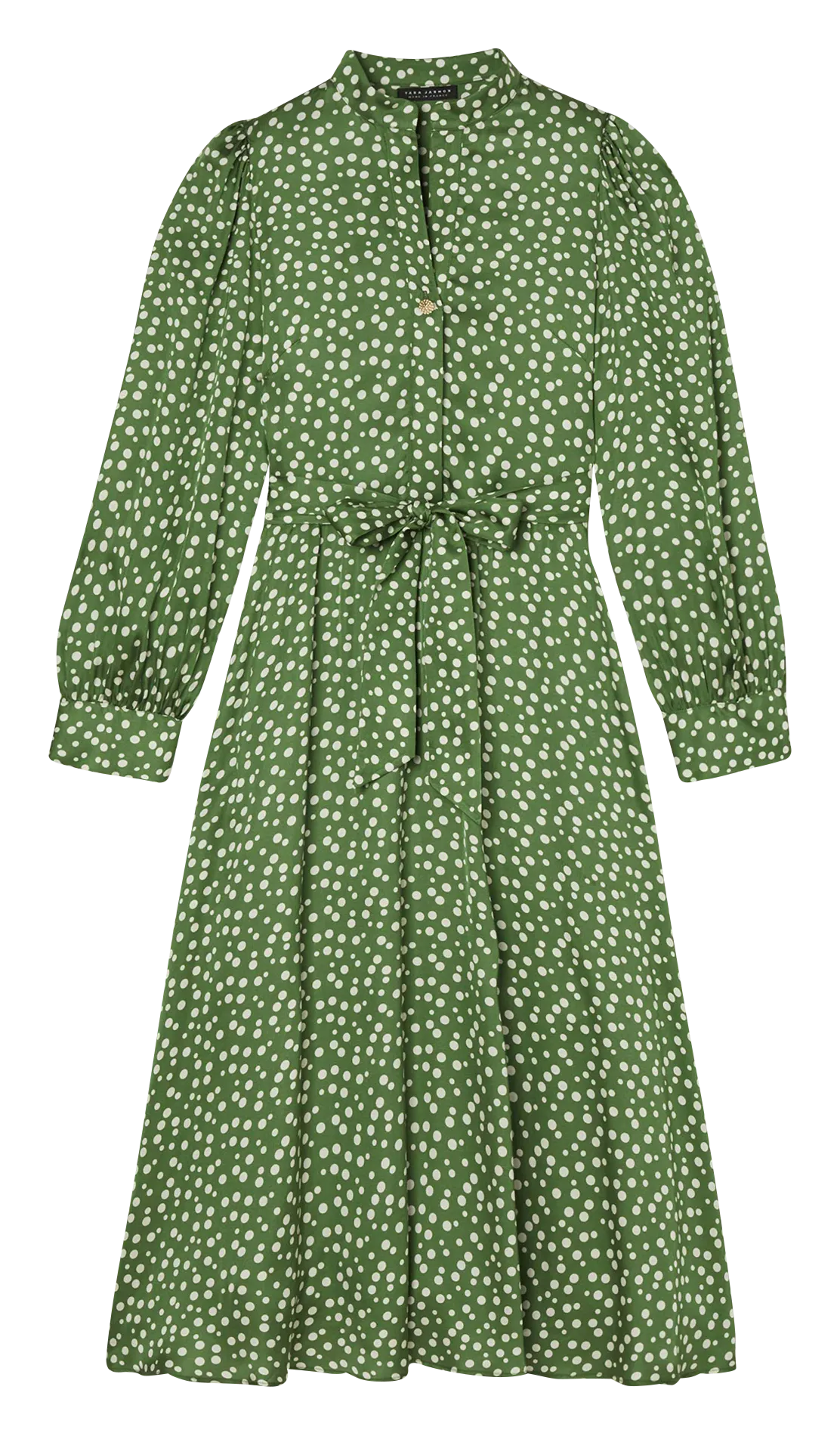 RIVOLTINA - Vestido midi con estampado de lunares en verde