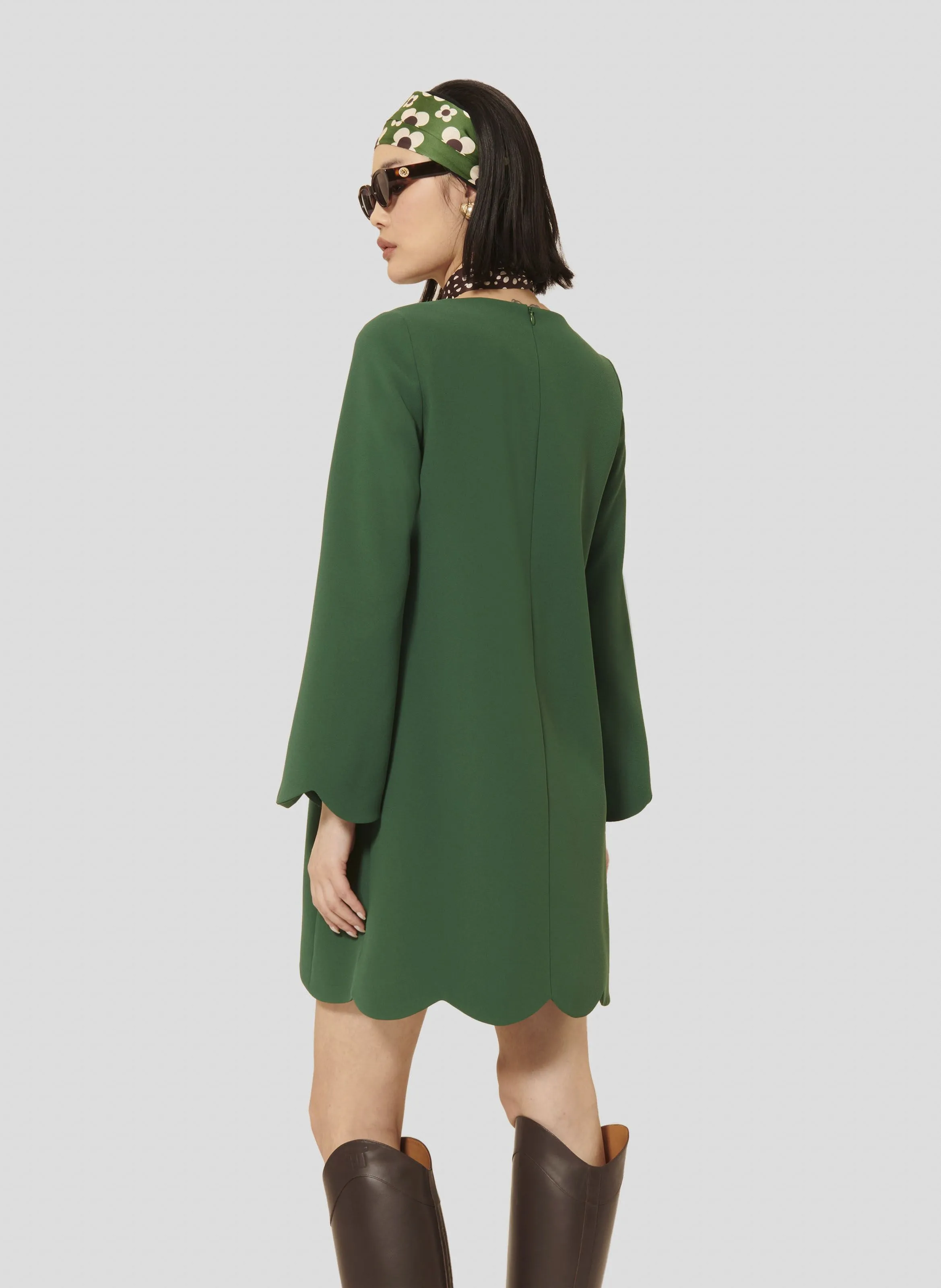 RUODA - Vestido trapecio corto en verde