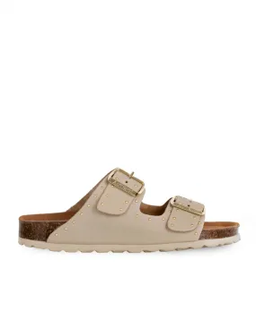 Sandalias Bio Hebillas Tachuelas Beige AUTENTI