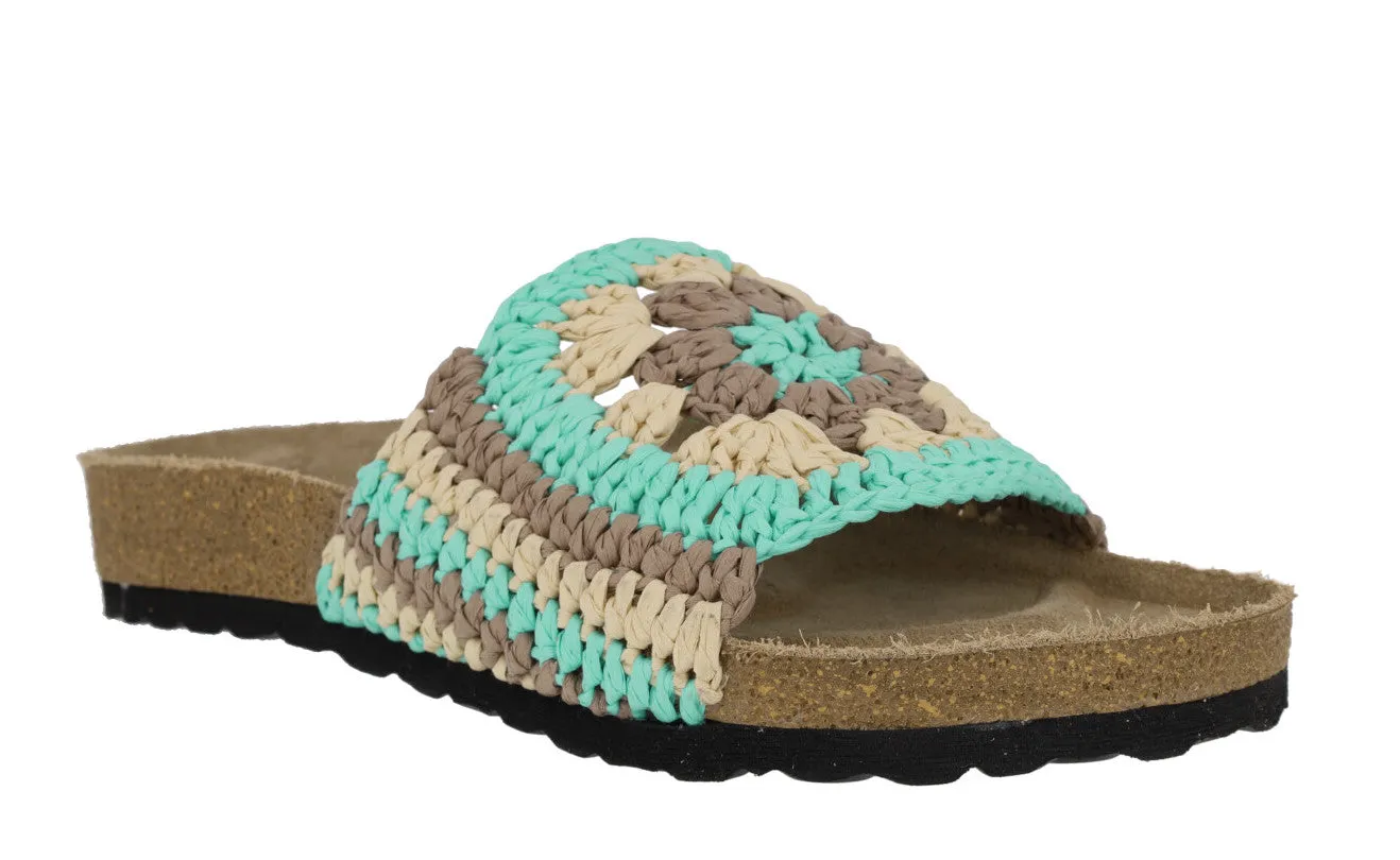 Sandalias de tejido crochet en combinado aqua