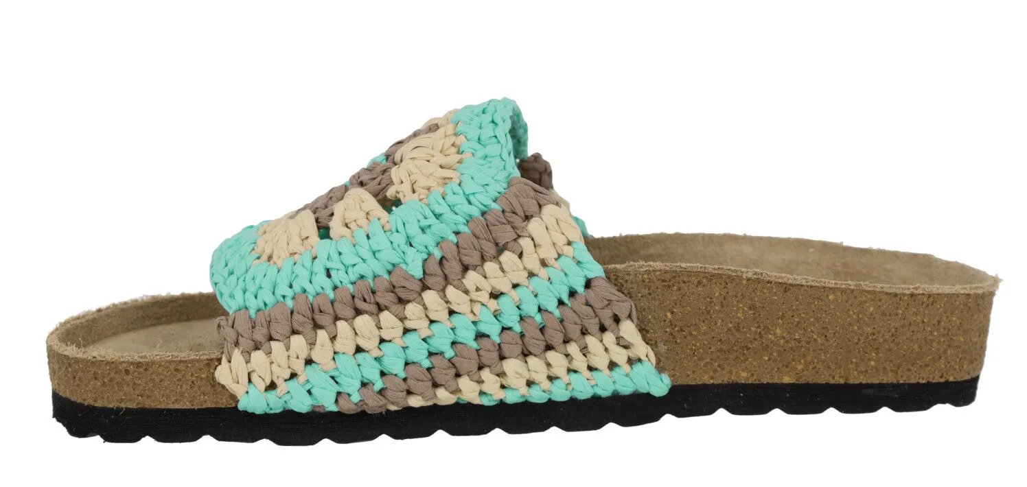 Sandalias de tejido crochet en combinado aqua