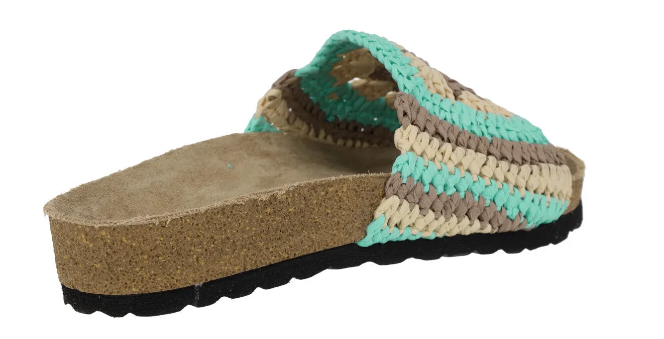 Sandalias de tejido crochet en combinado aqua