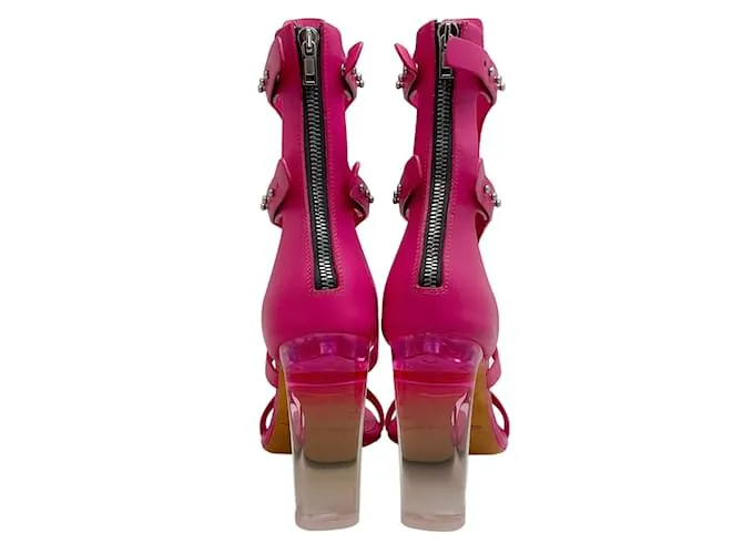 Sandalias espartanas al tobillo de cuero fucsia de Rick Owens Rosa 