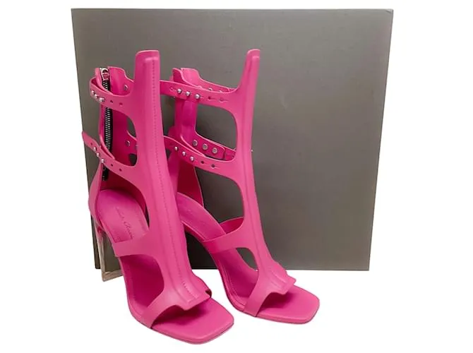 Sandalias espartanas al tobillo de cuero fucsia de Rick Owens Rosa 