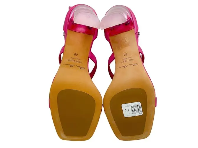 Sandalias espartanas al tobillo de cuero fucsia de Rick Owens Rosa 