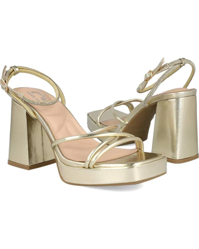 Sandalias L&R SHOES  de Mujer LR SHOES 8666-50 SANDALIAS METALIZADAS DE TACON CON PLATAFOR  ORO