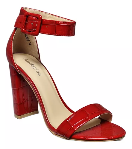 Sandalias Mujer Rojas  Taco Alto M411