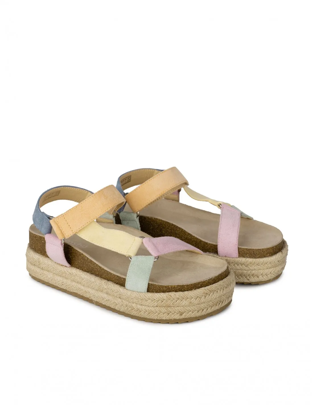 Sandalias Plataforma Esparto Tiras Pastel