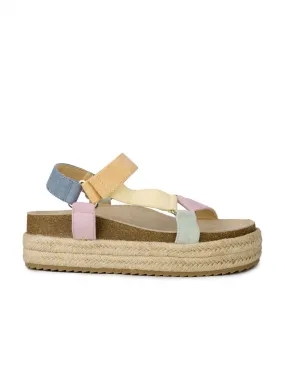 Sandalias Plataforma Esparto Tiras Pastel