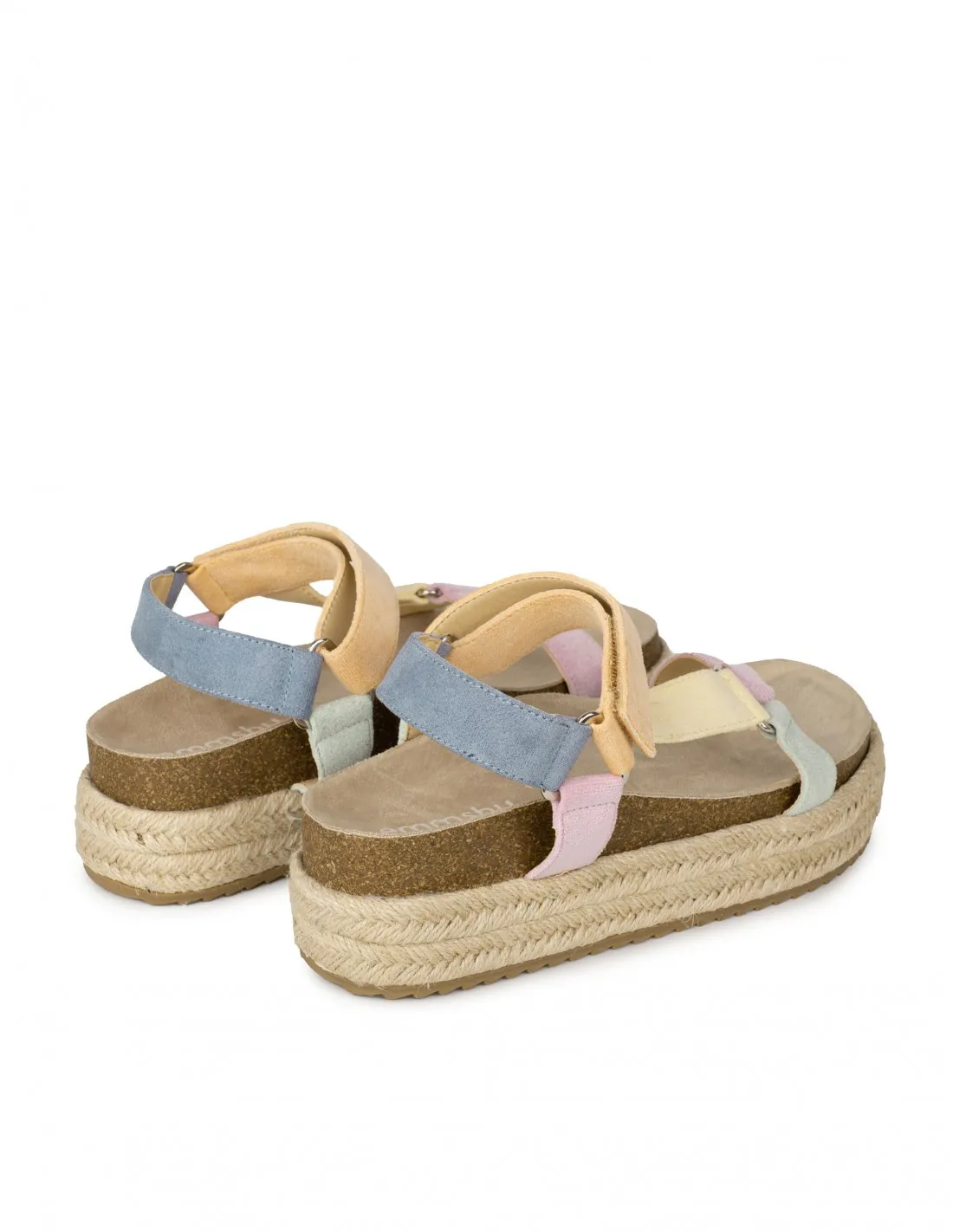 Sandalias Plataforma Esparto Tiras Pastel