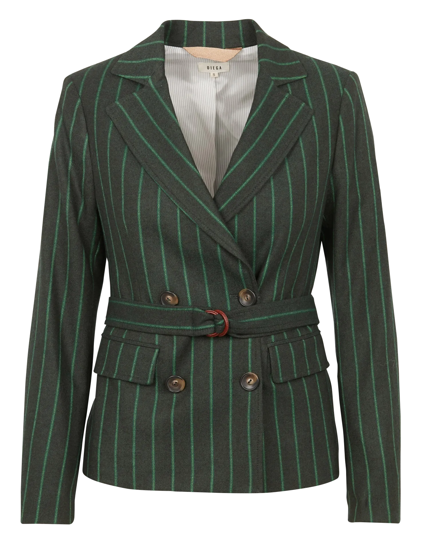 VANIO - Chaqueta ajustada de rayas con cuello sastre en verde