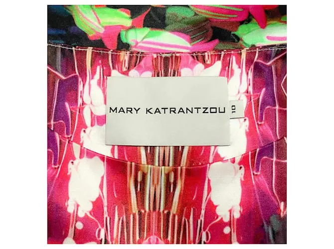 Vestido azul sin mangas con estampado de peces de seda multicolor de Mary Katrantzou 