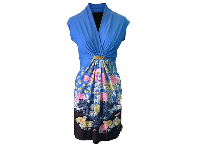 Vestido estampado Roberto Cavalli azul y multicolor Talla US S 