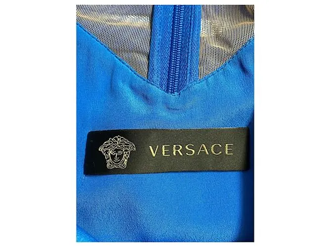 VESTIDO VERSACE DE MALLA CON FRUCES EN POLIAMIDA AZUL 