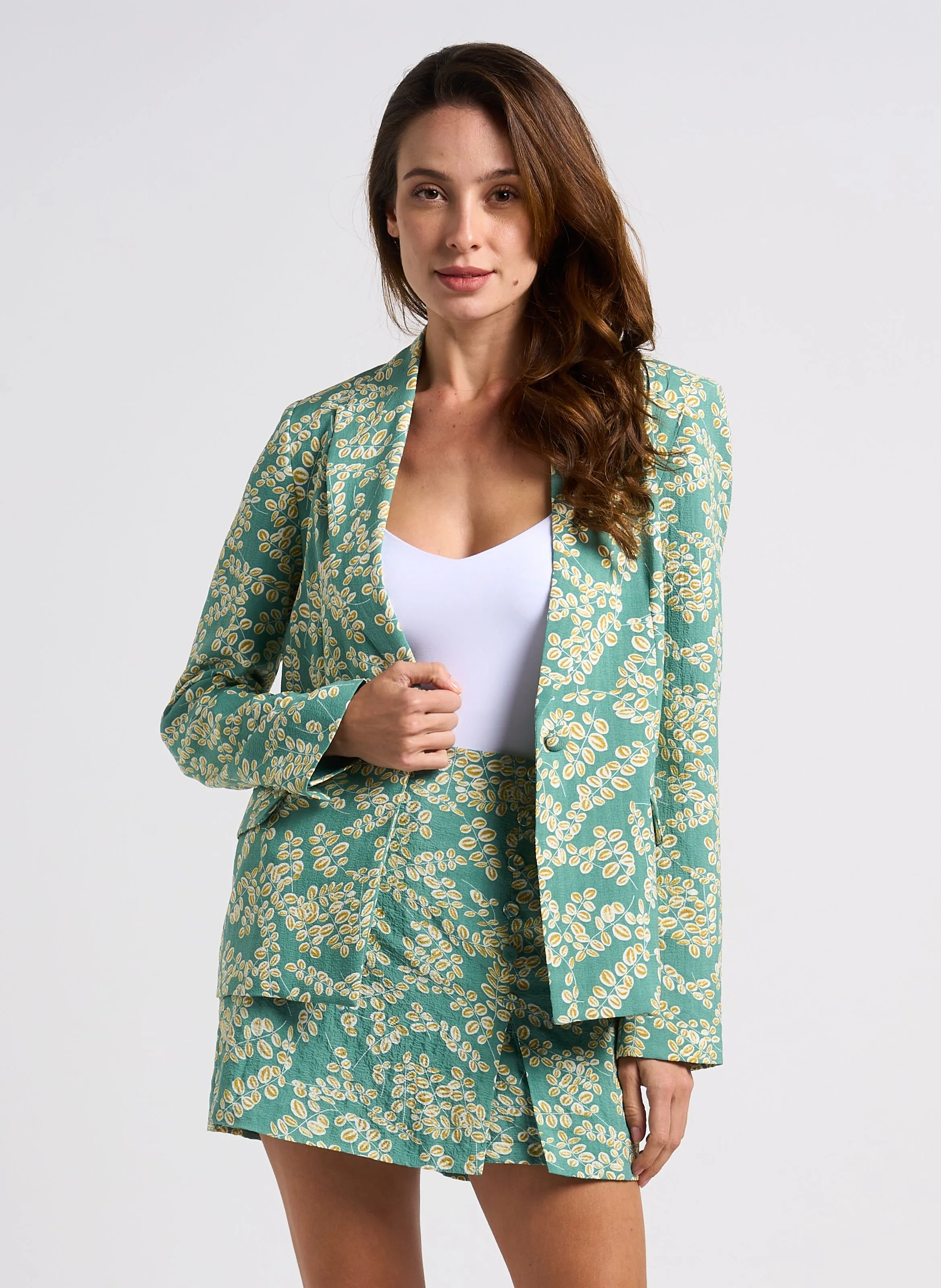 VOLUBILISE - Chaqueta de traje recta estampada en verde